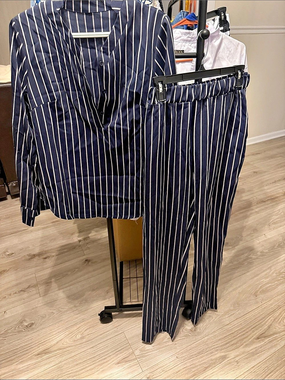 Striped Pantsuit in Blue & White Size Medium NWT